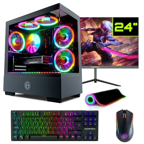 GameMachines Evolv Komplett Set - Gaming PC - Wasserkühlung - AMD Ryzen 7 5700X - GeForce RTX 4060-1TB SSD - 32GB RGB DDR4 - WLAN - Tastatur - Maus - Mauspad - 24 Zoll 165Hz Monitor - Win11 von GameMachines