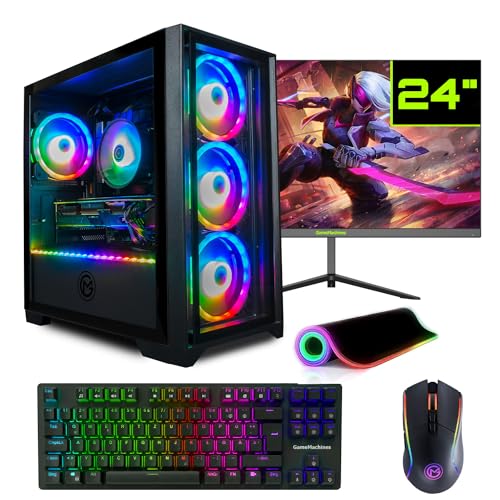 GameMachines Trinity Komplett Set - Gaming PC - AMD Ryzen 7 5700X - GeForce RTX 4070-1TB SSD - 32GB DDR4 - WiFi - Tastatur - Maus - Mauspad - 24 Zoll 165Hz Monitor - Win 11 von GameMachines