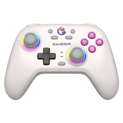 GameSir Nova Wireless Switch Pro Controller für Switch/Lite/OLED, Switch Controller mit Hall-Effekt JoySticks, RGB LED, Turbo, programmierbar, Bewegungssteuerung, Wake Up Funktion (Weiß) von GameSir