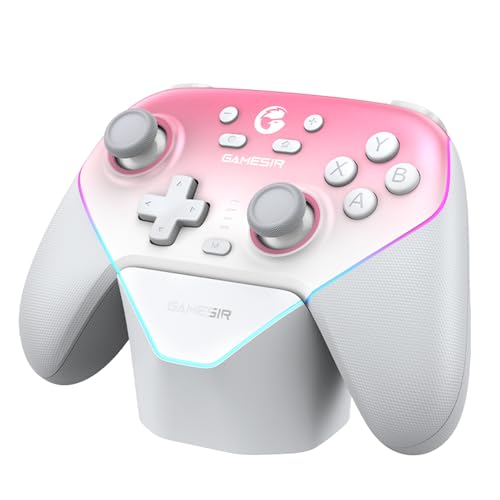 GameSir Super Nova Multiplatform Game Controller – 2.4G Wireless for PC/Switch/iOS/Android – Hall Effect Joystick & Triggers, Magnetic Faceplate, RGB Lighning,Charging Dock (Rosa) von GameSir