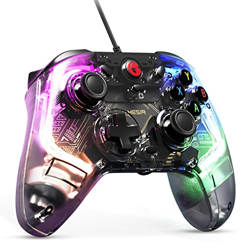 GameSir T4 Kaleid PC Wired Game Controller,Kompatibel mit Windows 10/11,Switch und Android 8.0 oder höheren mit 6-Achsen-Gyro,präzise abgestimmten analogen Hall-Effekt-Triggern und 4 Lichteffekten von GameSir