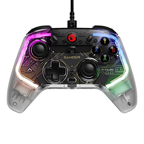 GameSir T4 Kaleid Transparent PC Controller, Kabelgebundener Game Controller für PC/Switch/Android TV Box, Plug and Play Joystick Gamepad mit Hall Effekt Sticks/Analog Triggern von GameSir