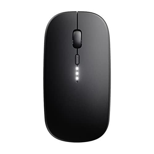 GameXtrem Maus Kabellose wiederaufladbar, Ultra Slim 2.4G Leise Funkmaus Optische Computermaus 1600 DPI mit USB-empfänger für Laptop PC Mac MacBook, Windows, Büro, Akkuladestand sichtbar (Schwarz) von GameXtrem