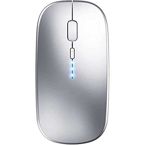 GameXtrem Maus kabellos, Silent wiederaufladbare Bluetooth-Funkmaus (Tri-Mode: BT 5.0/4.0+2.4G), Ergonomische tragbare Maus Bluetooth für Laptop PC Computer, Mac OS,Android,Windows (Silber) von GameXtrem