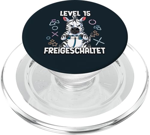 Level 15 Freigeschaltet 15 Jahre 15. Geburtstag Gaming PopSockets PopGrip für MagSafe von Gamer Geburtstagsgeschenk