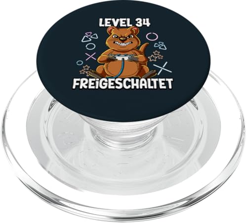 Level 34 Freigeschaltet 34 Jahre 34. Geburtstag Gaming PopSockets PopGrip für MagSafe von Gamer Geburtstagsgeschenk