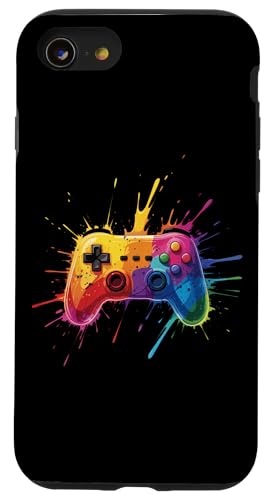 Gamer Videospiele Paint Splash Art Bunte Jungen Mädchen Kinder Hülle für iPhone SE (2020) / 7 / 8 von GamerAxis1