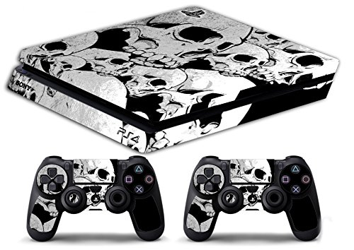 Skin Kompatibel für Ps4 SLIM - TOTENKOPF TOD FURCHT WEISS UND SCHWARZ KNOCHEN - limited edition DECAL COVER Schutzhüllen Faceplate BUNDLE von GamesMonkey