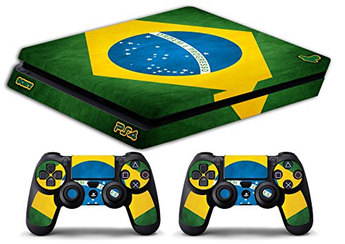 Skin Kompatibel für Ps4 Slim - Brasilien Flagge - Limited Edition Decal Cover Schutzhüllen Faceplates Bundle von GamesMonkey
