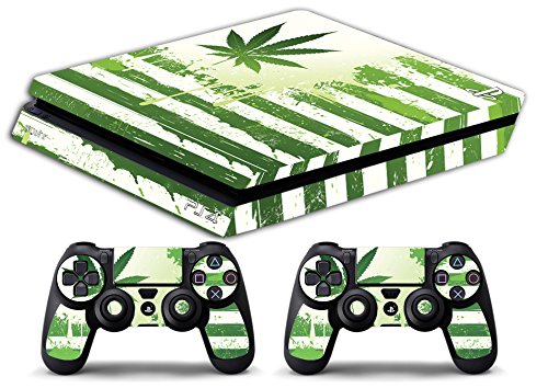 Skin Kompatibel für Ps4 Slim - Cannabis Flag BANDIERA Marijuana - Limited Edition Decal Cover Schutzhüllen Faceplates Bundle von GamesMonkey