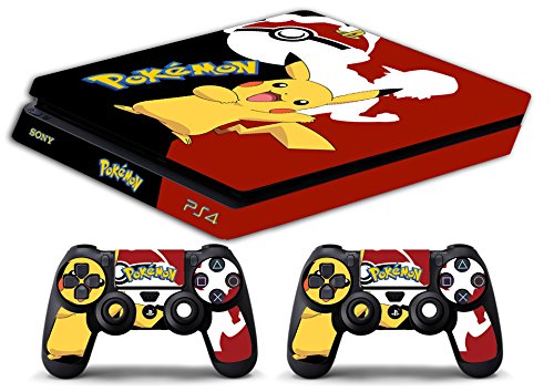 Skin Kompatibel für Ps4 Slim - Pokemon - Limited Edition Decal Cover Schutzhüllen Faceplates Bundle von GamesMonkey