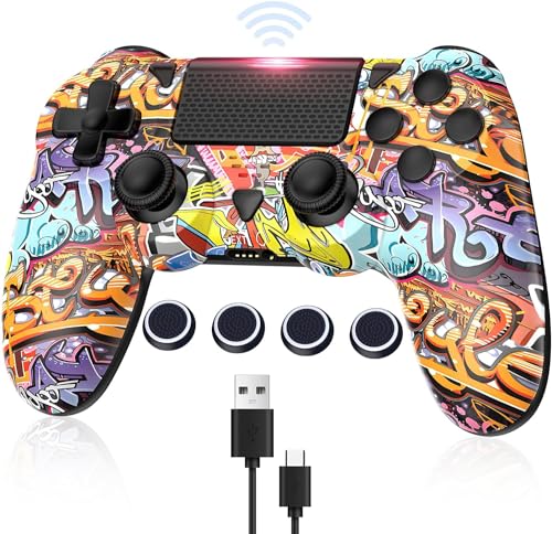Gamrombo Wireless Controller mit Kappen für Ps-4 Dual Vibration Kabellose Gamepad mit Turbo/3.5mm Audio Jack/LED/Touch Pad/Joystick caps Compatible with Ps-4/Pro/Slim/PC Gamrombo Wireless Controller mit Kappen für Ps-4 Dual Vibration Kabellose Gamepad mit Turbo/3.5mm Audio Jack/LED/Touch Pad/Joystick caps Compatible with Ps-4/Pro/Slim/PC von Gamrombo