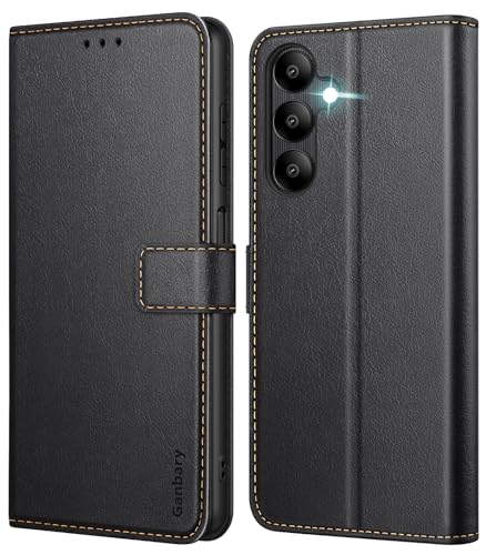 Ganbary Handyhülle für Samsung Galaxy A05s Hülle, Premium Leder Klapphülle [Kartenschlitzen] [Magnetverschluss] [Standfunktion] kompatibel mit Galaxy A05s Schutzhülle, Schwarz von Ganbary