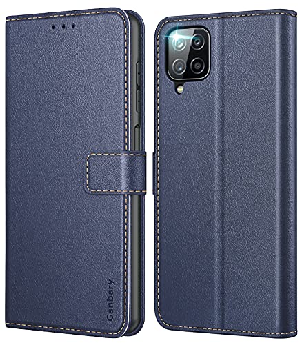 Ganbary Handyhülle für Samsung Galaxy A12/M12 Hülle, Premium Leder Tasche Flipcase [Kartenschlitzen] [Magnetverschluss] [Standfunktion] kompatibel mit Samsung Galaxy A12/M12 Schutzhülle, Blau von Ganbary