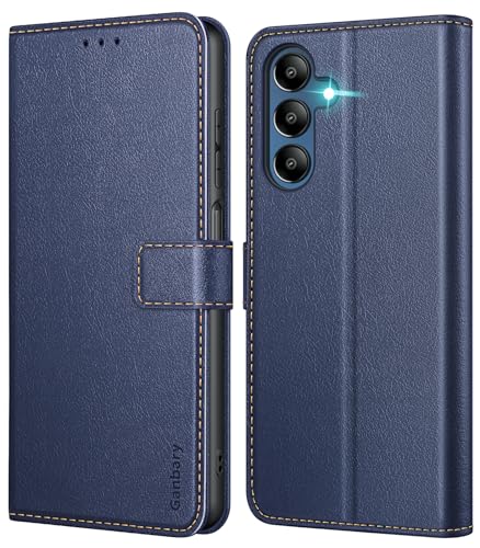 Ganbary Handyhülle für Samsung Galaxy A15 / A15 5G Hülle, Premium Leder Klapphülle [Kartenschlitzen] [Magnetverschluss] [Standfunktion] kompatibel mit Galaxy A15 Schutzhülle, Blau von Ganbary