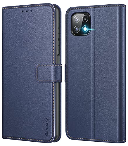 Ganbary Handyhülle für Samsung Galaxy A22 5G Hülle, Premium Leder Tasche Flipcase [Kartenschlitzen] [Magnetverschluss] [Standfunktion] kompatibel mit Samsung Galaxy A22 5G Schutzhülle, Blau von Ganbary