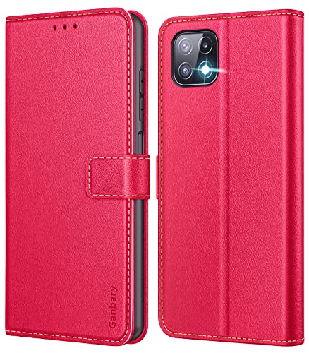 Ganbary Handyhülle für Samsung Galaxy A22 5G Hülle, Premium Leder Tasche Flipcase [Kartenschlitzen] [Magnetverschluss] [Standfunktion] kompatibel mit Samsung Galaxy A22 5G Schutzhülle, Rot von Ganbary