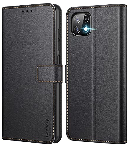 Ganbary Handyhülle für Samsung Galaxy A22 5G Hülle (Nicht für A22 4G), Premium Leder Tasche Flipcase [Kartenschlitzen] [Magnetverschluss] [Standfunktion] kompatibel mit Samsung A22 5G, Schwarz von Ganbary