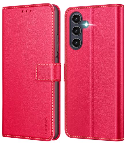 Ganbary Handyhülle für Samsung Galaxy A25 5G Hülle, Premium Leder Klapphülle [Kartenschlitzen] [Magnetverschluss] [Standfunktion] kompatibel mit Galaxy A25 5G Schutzhülle, Rot von Ganbary