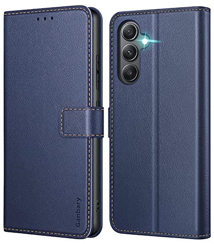 Ganbary Handyhülle für Samsung Galaxy A34 5G Hülle, Premium Leder Klapphülle [Kartenschlitzen] [Magnetverschluss] [Standfunktion] kompatibel mit Samsung Galaxy A34 5G Schutzhülle, Blau von Ganbary