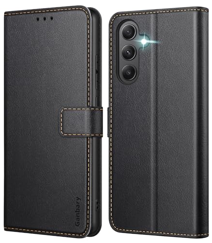 Ganbary Handyhülle für Samsung Galaxy A35 5G Hülle, Premium Leder Klapphülle [Kartenschlitzen] [Magnetverschluss] [Standfunktion] kompatibel mit Galaxy A35 5G Schutzhülle, Schwarz von Ganbary
