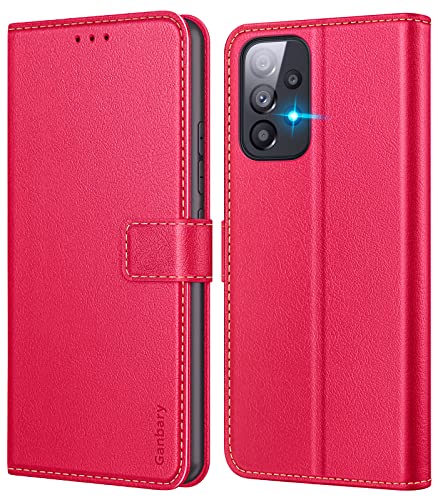 Ganbary Handyhülle für Samsung Galaxy A53 5G Hülle, Premium Leder Tasche Flipcase [Kartenschlitzen] [Magnetverschluss] [Standfunktion] kompatibel mit Samsung Galaxy A53 5G Schutzhülle, Rot von Ganbary