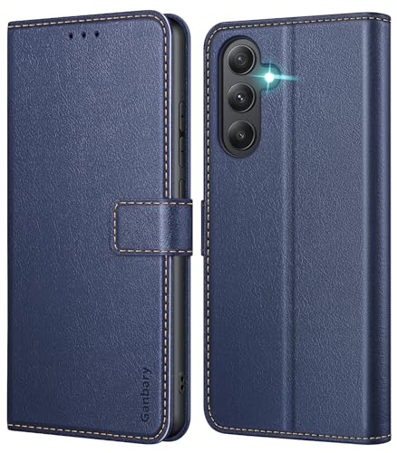 Ganbary Handyhülle für Samsung Galaxy A55 5G Hülle, Premium Leder Klapphülle [Kartenschlitzen] [Magnetverschluss] [Standfunktion] kompatibel mit Galaxy A55 5G Schutzhülle, Blau von Ganbary