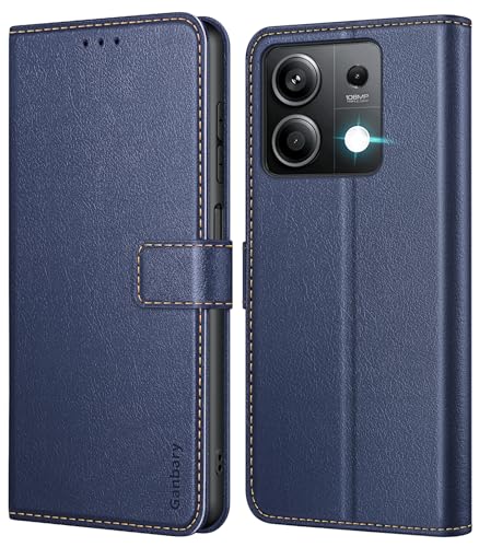 Ganbary Handyhülle für Xiaomi Redmi Note 13 5G (Nicht für 4G) Hülle, Premium Leder Klapphülle [Kartenschlitzen] [Magnetverschluss] [Standfunktion] kompatibel mit Redmi Note 13 5G Schutzhülle, Blau von Ganbary