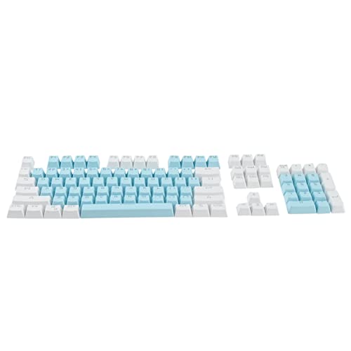 Ganekihedy 104-Tasten Zweifarbiges Transluzentes Tastenkappen-Set, Geeignet für Mechanische Tastatur, Universal (Blau+Weiß) von Ganekihedy