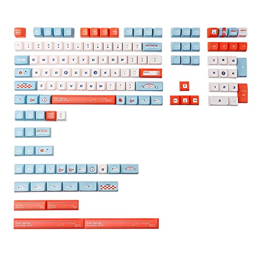 Ganekihedy 140 Tasten Gulf Racing Keycap KDA Profile Dye Subb Tastenkappen für Mechanische Tastatur GK61 LK67 TM680 K70 G710+ 3U 7U von Ganekihedy