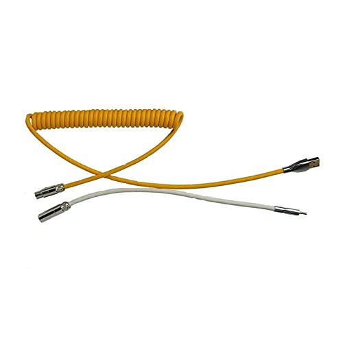 Ganekihedy USB C Port Spiralkabel für Mechanische Tastatur USB Kabel Datenleitung Type-C USB Spiralkabel, Orange Gelb von Ganekihedy