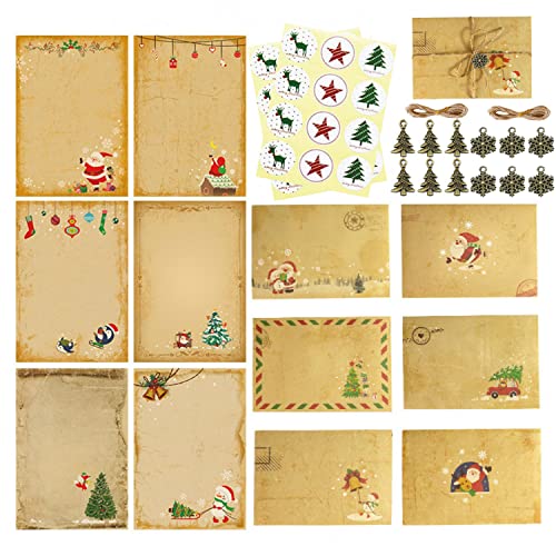 Weihnachts Briefpapier mit Umschlag Set, 24Stück Weihnachts Briefpapier mit 12Stück Briefumschläge Weihnachtskarten Klappkarten WeihnachtsgrüßE Karten Blanko GrußKarten von GangGangBAO