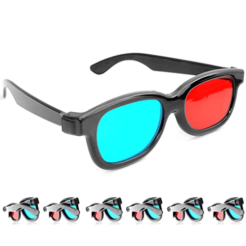 Ganzoo 3D-Anaglyphenbrille für TV oder PC-Spiele (rot/blau), Set 6 Stück, 3D Brille für Fernseher, 3D-Gläser mit Anaglyphen-Technologie von Ganzoo