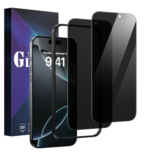GaoBao Displayschutzfolie für iPhone 16 Pro, 16,3 cm (6,3 Zoll), militärische Qualität, bruchsicher, Anti-Spionage-Displayschutzfolie aus gehärtetem Glas mit einfachem Installationsrahmen von GaoBao