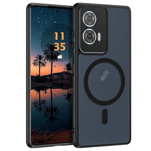 GaoBao Magnetisch Matte Hülle für Motorola Moto Edge 50 Fusion Hülle [Kompatibel mit MagSafe] Stoßfeste Handyhülle Moto Edge 50 Fusion Case mit Kameraabdeckung Anti-Fingerabdruck Hülle, Schwarz von GaoBao