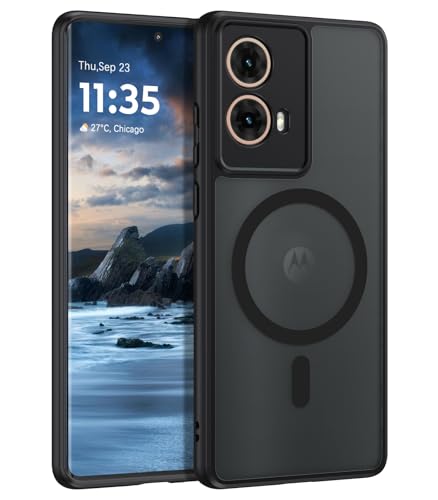 GaoBao Magnetisch Matte Hülle für Motorola Moto G85/S50 Neo Hülle [Kompatibel mit MagSafe] Stoßfeste Handyhülle Moto G85 Case mit Kameraabdeckung Anti-Fingerabdruck Hülle für Moto G85, Schwarz von GaoBao