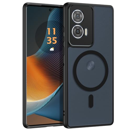 GaoBao Magnetische Schutzhülle für Motorola Moto Edge 50 Fusion, [Kompatibel mit MagSafe] Transparente matte Schutzhülle Dünn Stoßfest Rückseite Robust Rutschfest Schwarz von GaoBao