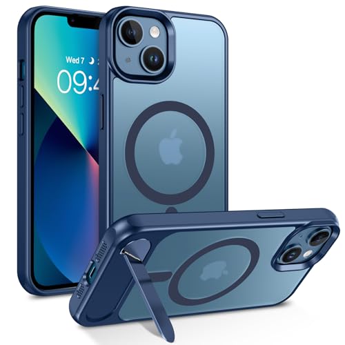 GaoBao Magnetische Schutzhülle für iPhone 13 / iPhone 14, mit unsichtbarem Ständer, kompatibel mit MagSafe, durchscheinende, matte Rückseite, für Herren und Damen, schlank, militärisch, stoßfest, Blau GaoBao Magnetische Schutzhülle für iPhone 13 / iPhone 14, mit unsichtbarem Ständer, kompatibel mit MagSafe, durchscheinende, matte Rückseite, für Herren und Damen, schlank, militärisch, stoßfest, Blau von GaoBao