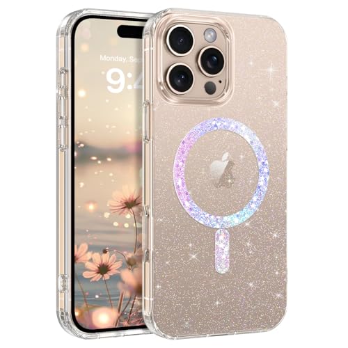 GaoBao Transparente Schutzhülle für iPhone 16 Pro, kompatibel mit MagSafe, Glitzer-Handyhülle, für Damen und Mädchen, niedlich, stoßfest, transparent, glitzernd, magnetische Schutzhülle für iPhone 16 GaoBao Transparente Schutzhülle für iPhone 16 Pro, kompatibel mit MagSafe, Glitzer-Handyhülle, für Damen und Mädchen, niedlich, stoßfest, transparent, glitzernd, magnetische Schutzhülle für iPhone 16 von GaoBao