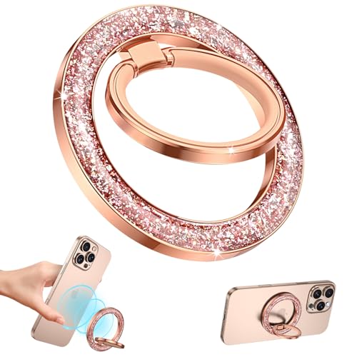 GaoBao Magnetischer Handy-Ringhalter, kompatibel mit MagSafe, glitzernder Magnet, Handy-Griff, niedlich, verstellbarer Ständer, Ständer für iPhone 16, 15, 14, 13, 12/Pro/Pro Max/Plus/Mini-Serie von GaoBao