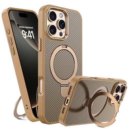 GaoBao Schutzhülle aus Kohlefaser, magnetisch, mit Halterung für iPhone 16 Pro Max 6,9 Zoll, kompatibel mit MagSafe, Hybrid Case, Rückseitenschutz, dünn, stoßfest, kratzfest, bronzefarben GaoBao Schutzhülle aus Kohlefaser, magnetisch, mit Halterung für iPhone 16 Pro Max 6,9 Zoll, kompatibel mit MagSafe, Hybrid Case, Rückseitenschutz, dünn, stoßfest, kratzfest, bronzefarben von GaoBao