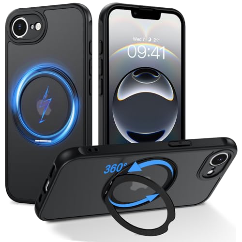 GaoBao Schutzhülle für iPhone 16e/iPhone SE4 2025, [360° drehbarer, magnetischer, unsichtbarer Ringständer] [Kompatibel mit MagSafe] [Stoßfester Schutz in Militärqualität] Schutzhülle für iPhone 16e von GaoBao