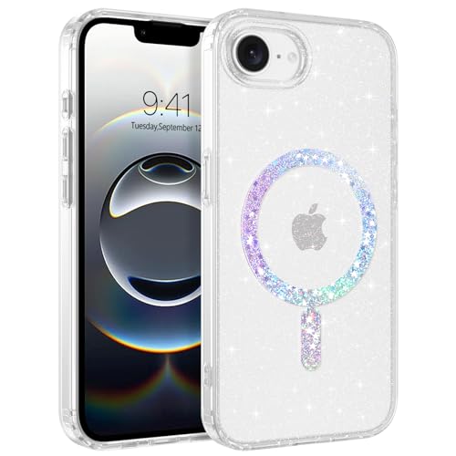GaoBao Schutzhülle für iPhone 16e 6,1 Zoll, Glitzer-Schutzhülle Anti-Shock und Rutschfest für Frauen und Mädchen, Glitzer (Transparent) von GaoBao
