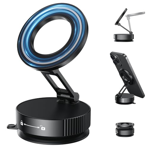 GaoBao Upgraded Vakuum Magnetischer Handyhalterung Auto für Magsafe Autohalterung, Alloy Folding Magnetic Car Phone Holder 360° Drehbar Halter für Kfz/Küche/Fitness, für alle Smartphones, Schwarz GaoBao Upgraded Vakuum Magnetischer Handyhalterung Auto für Magsafe Autohalterung, Alloy Folding Magnetic Car Phone Holder 360° Drehbar Halter für Kfz/Küche/Fitness, für alle Smartphones, Schwarz von GaoBao