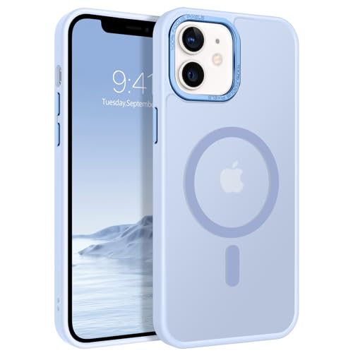 GaoBao für iPhone 12 Hülle, iPhone 12 Pro Hülle [Kompatibel mit MagSafe] Durchscheinende Matte Magnetische Stoßfeste Anti-Fingerabdruck Schutzhülle, Handyhülle iPhone 12/iPhone 12 Pro Case, Hellblau von GaoBao