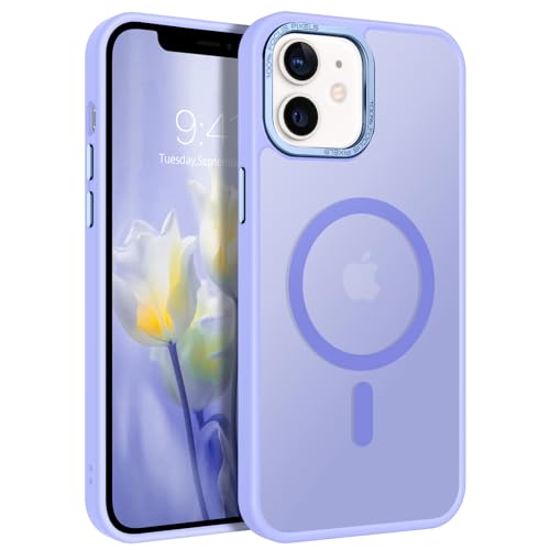 GaoBao für iPhone 12 Hülle, iPhone 12 Pro Hülle [Kompatibel mit MagSafe] Durchscheinende Matte Magnetische Stoßfeste Anti-Fingerabdruck Schutzhülle, Handyhülle iPhone 12/iPhone 12 Pro, Helles Lila von GaoBao