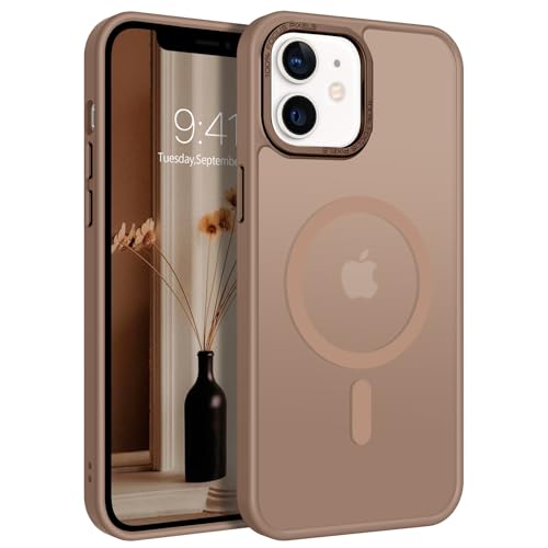 GaoBao für iPhone 12 Hülle, iPhone 12 Pro Hülle [Kompatibel mit MagSafe] Durchscheinende Matte Magnetische Stoßfeste Anti-Fingerabdruck Schutzhülle, Handyhülle iPhone 12/iPhone 12 Pro Case, Braun von GaoBao