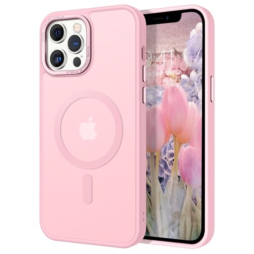 GaoBao für iPhone 12 Pro Max Hülle, Handyhülle iPhone 12 Pro Max [Kompatibel mit MagSafe] Durchscheinende Matte Magnetische Stoßfeste Anti-Fingerabdruck Hülle für iPhone 12 Pro Max Case, Hell Pink von GaoBao