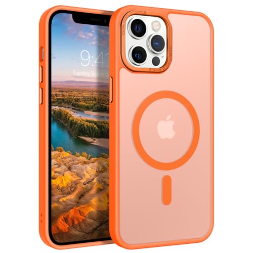 GaoBao für iPhone 12 Pro Max Hülle, Handyhülle iPhone 12 Pro Max [Kompatibel mit MagSafe] Durchscheinende Matte Magnetische Stoßfeste Anti-Fingerabdruck Hülle für iPhone 12 Pro Max Case, Orange von GaoBao