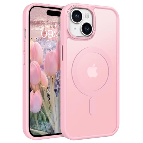 GaoBao für iPhone 15 Hülle, Handyhülle iPhone 15 [Kompatibel mit MagSafe] Durchscheinende Matte Magnetische Stoßfeste Anti-Fingerabdruck Schutzhülle, Handyhülle für iPhone 15 6.1" Case, Hell Pink von GaoBao